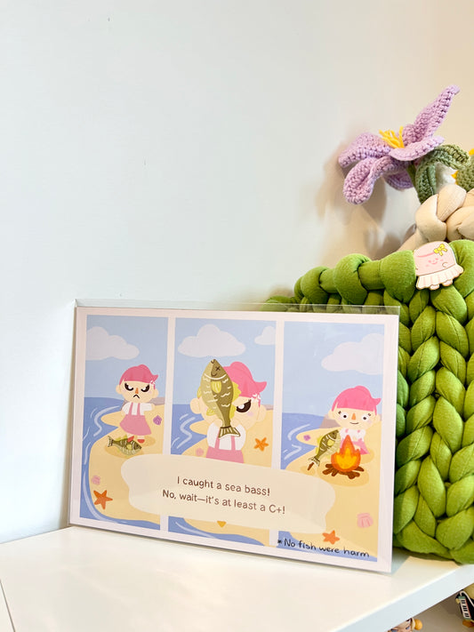 Fishing Animal Crossing A5 Art Print