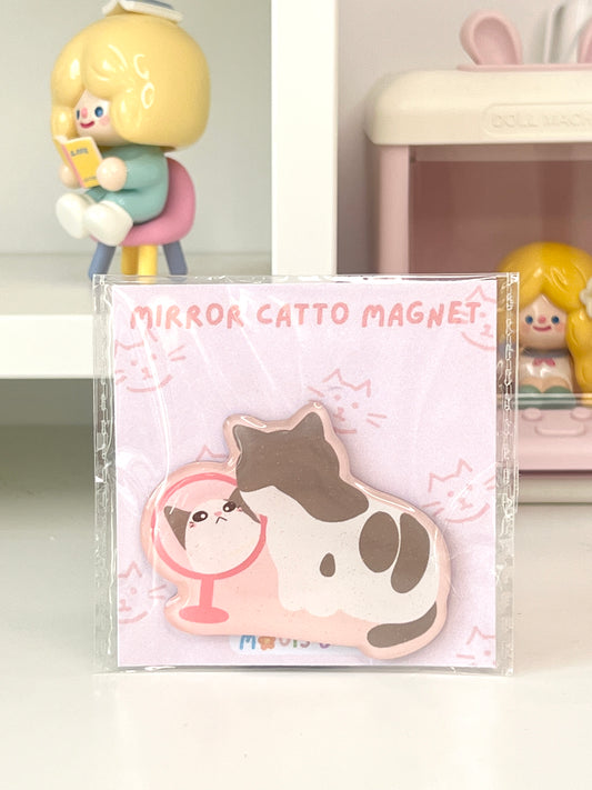 Mirror Cat Glitter Magnet
