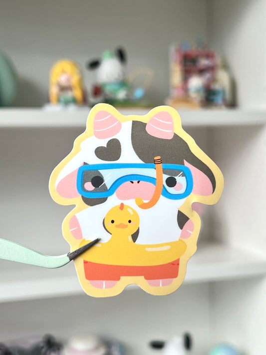 Beachy Mooly Die-cut Sticker
