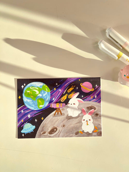 BunBun in Space A6 Postcard
