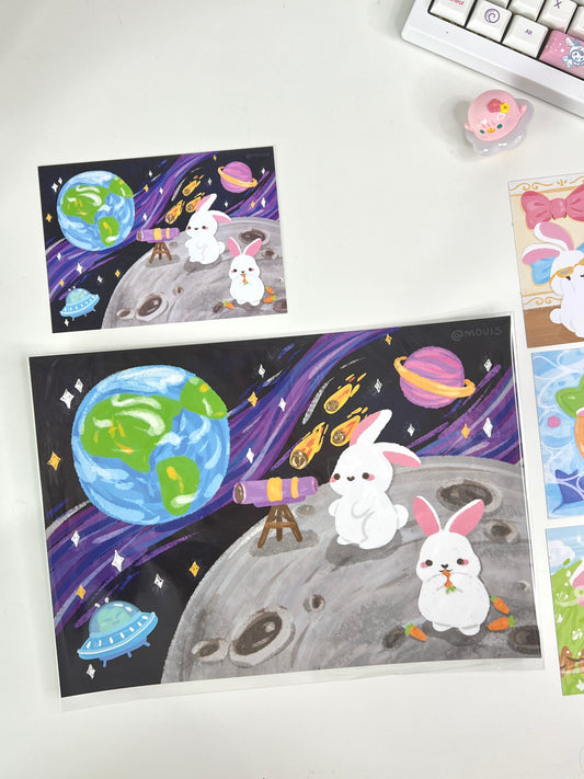 BunBun in Space A4 Art Print