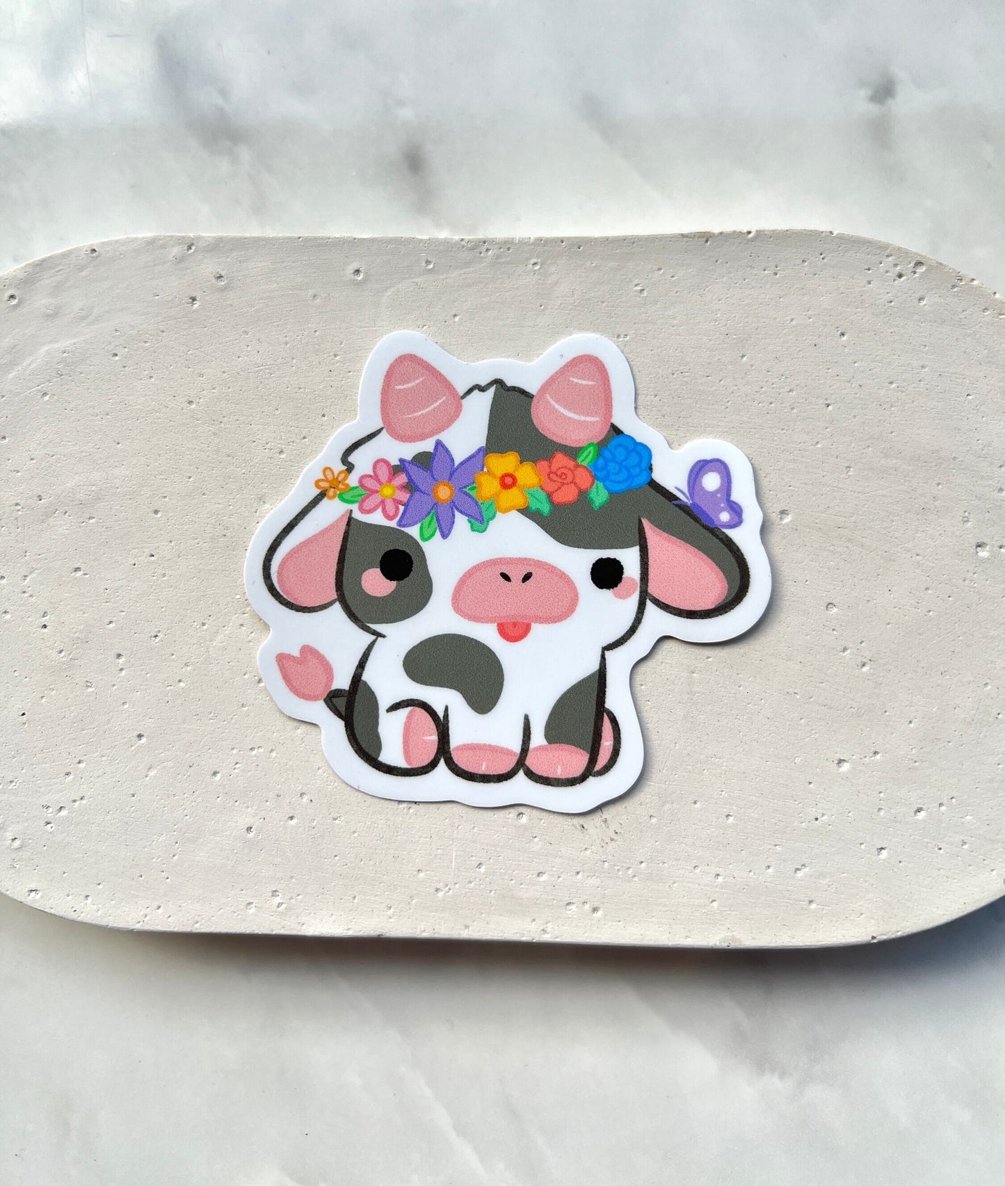 Floral Cow Die-cut Stickers