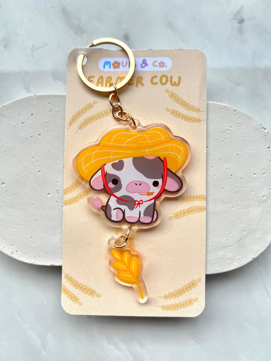Farmer Cow Keychain