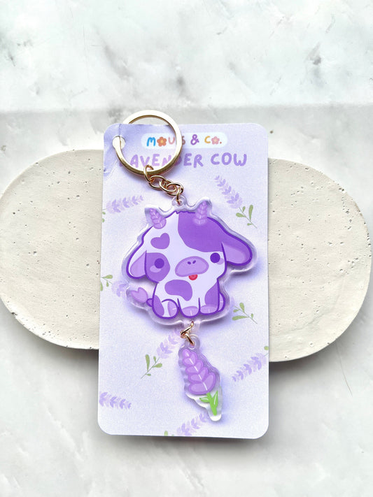 Lavender Cow Keychain