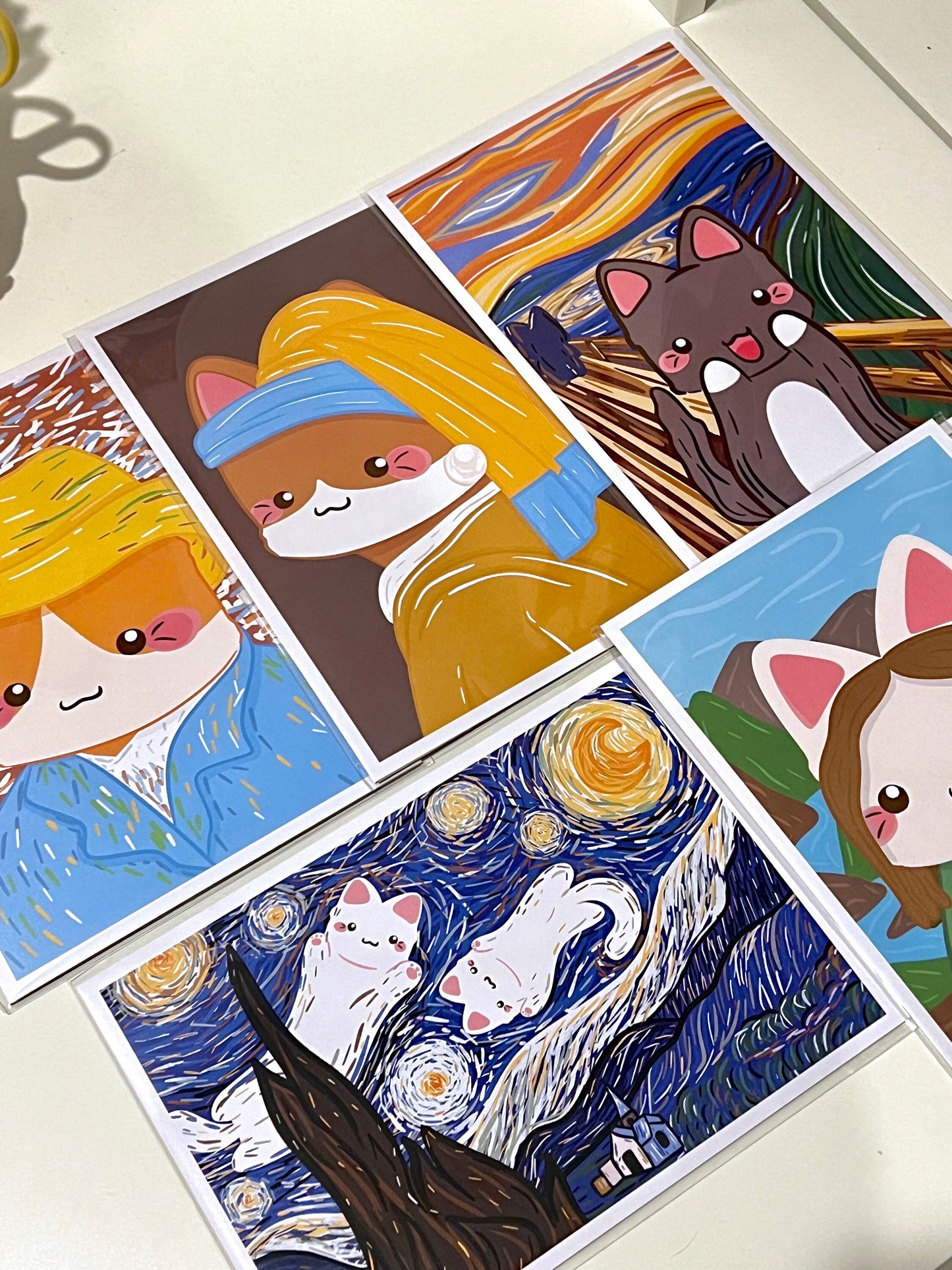 Cat with a Pearl Earring A5 Art Print