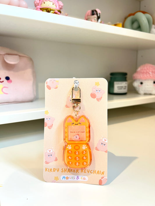 Flip Phone Kirby Shaker Keychain