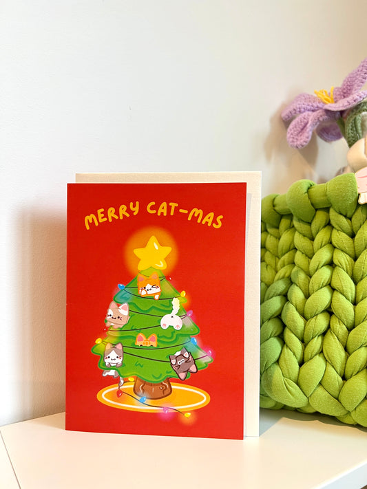 Merry Cat-mas Christmas Greeting Card