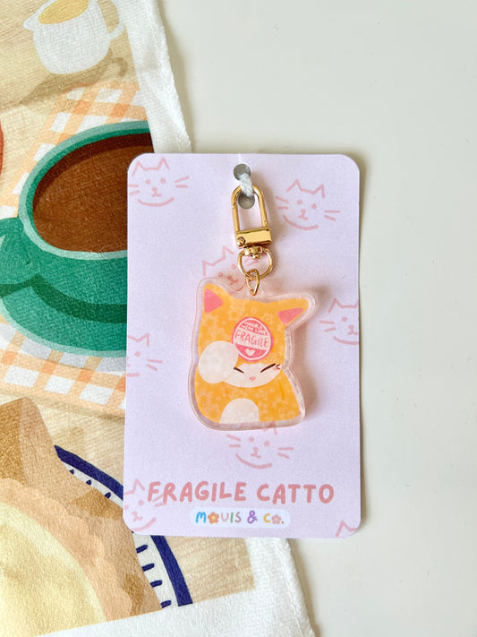 Fragile Catto Holographic Keychain