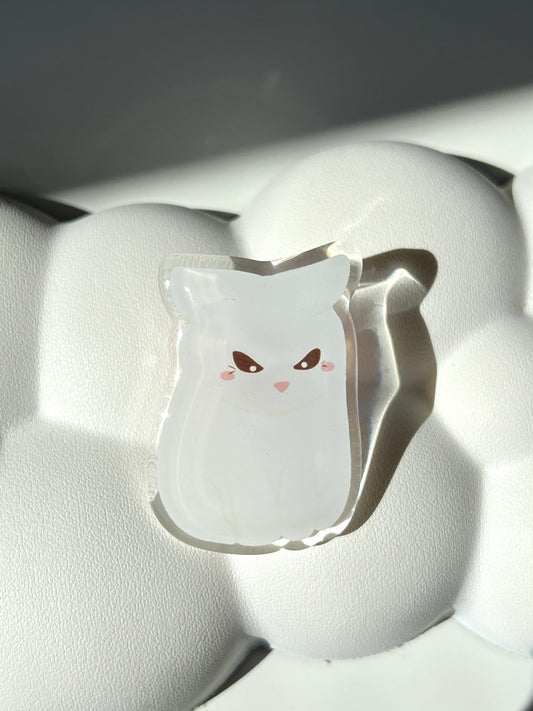 Angry Catto Acrylic Pin