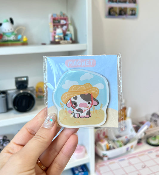 Farmer Cow Fridge Magnet