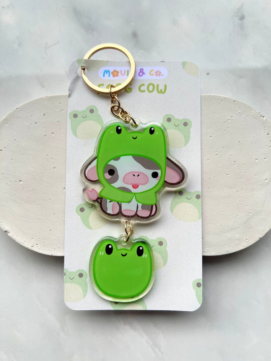 Frog Cow Keychain with Charm