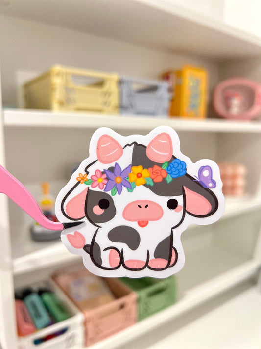 Floral Cow Die-cut Stickers