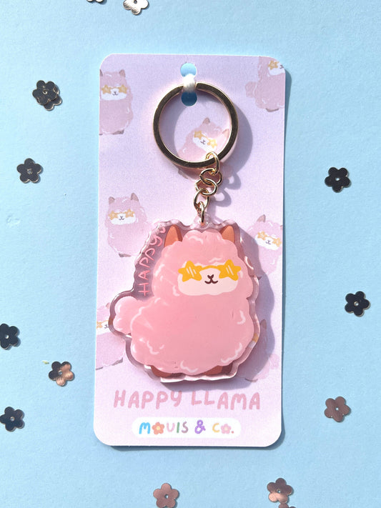 Happy Llama Keychain
